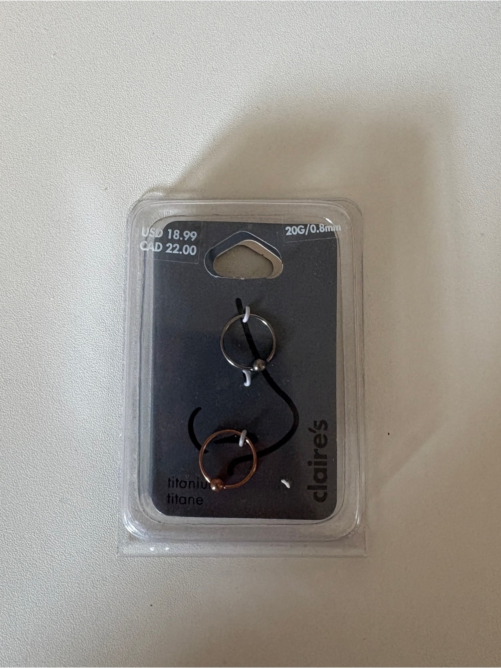 Claire's Hoop Nose Ring Set of 2 - Silver & Rose Gold